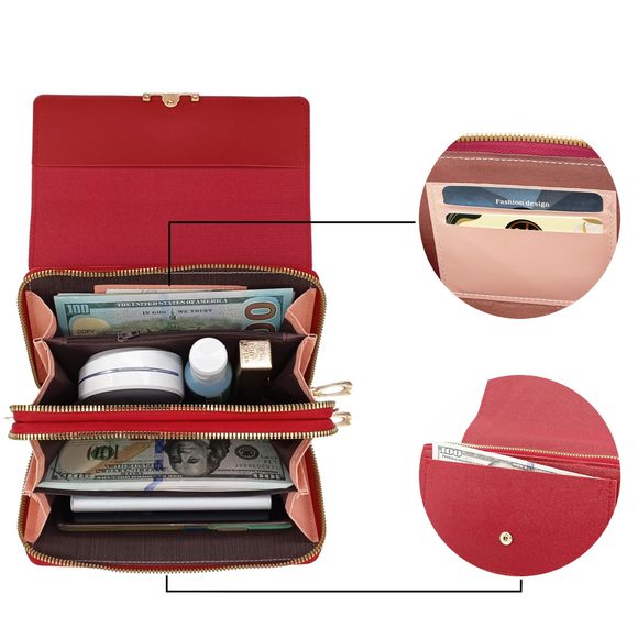 Red Pu Leather Crossbody Bags - Square Handbag With Credit Card :D - Picture 4 of 7